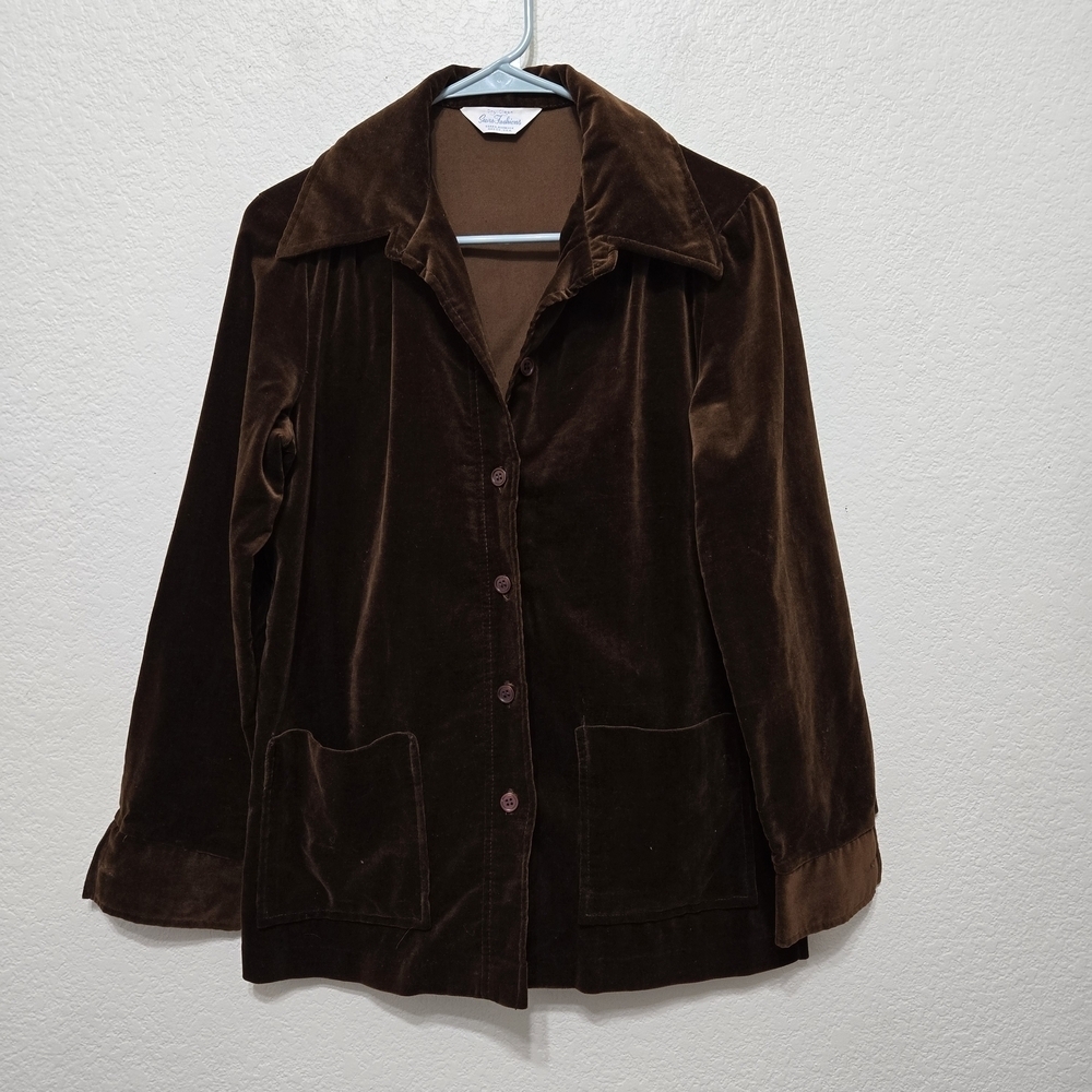 Vintage Sears Brown Velvet Button Down Shirt Size 10